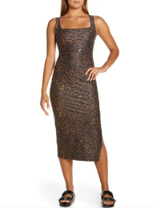 Beyond Yoga Dresses & Skirts - Beyond Yoga Softmark Icon Chai Tortoise Animal Print Black Bodycon Midi Dress S